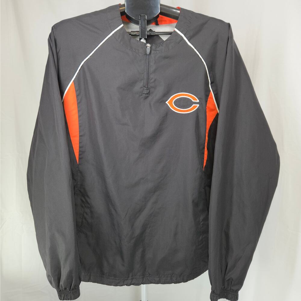 Holloway Chicago Bears Pullover Windbreaker Jacket Men’s Large Black Orange NFL